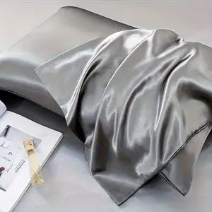 2-Piece Silk Pillowcases Set, Soft & Breathable Pure Color Summer Pillows Covers, Luxurious Sleep Bedding Accessories