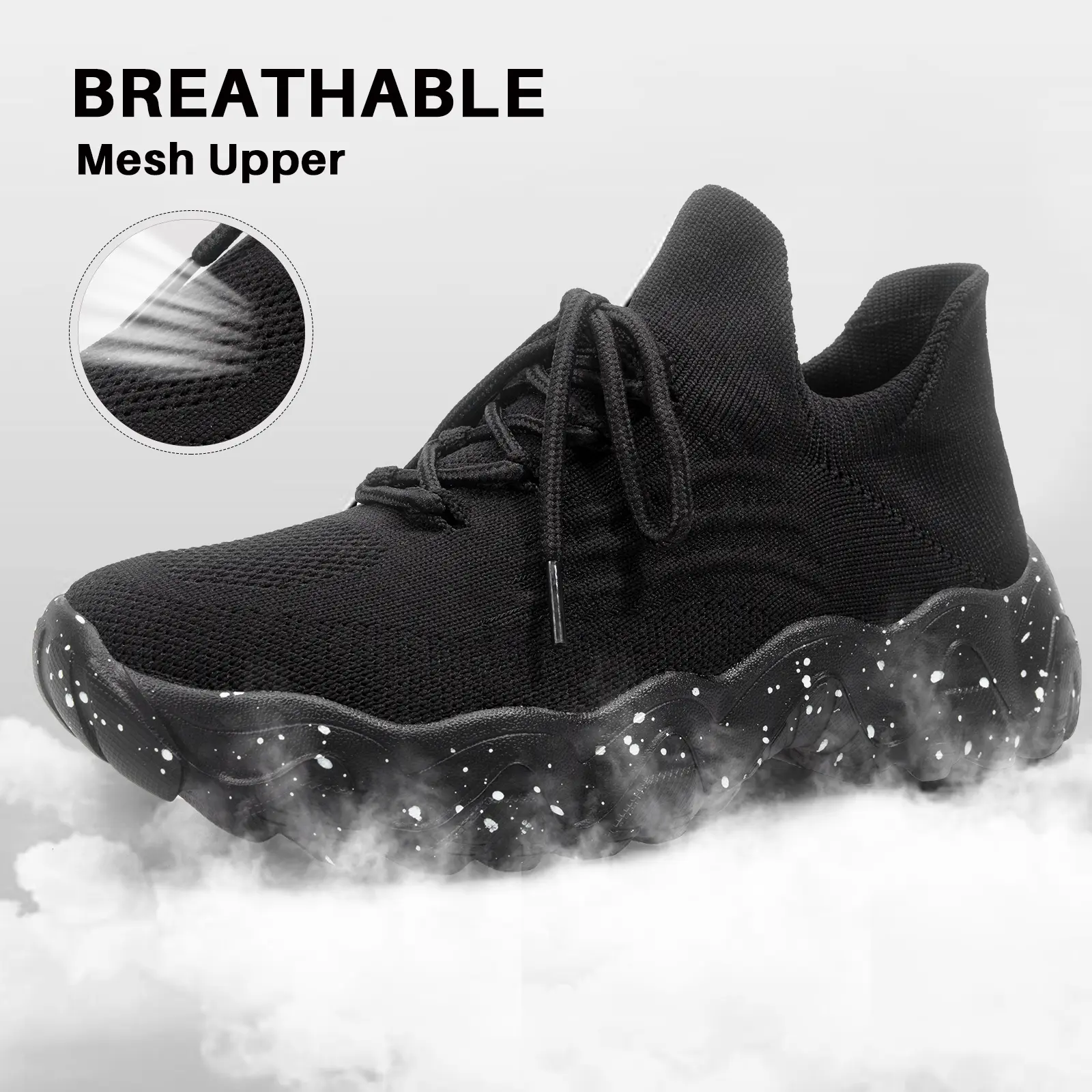 Women's Lace Up Low Top Casual Sneakers Double Patchwork SneakersComfortable Ankle Socks Shoes,Spotted Rubber Sole Design Fashionable and versatile knitted sports Running shoes,  giftable Trainer Runner Closed viral  nurse Training Athletic Footwear mesh