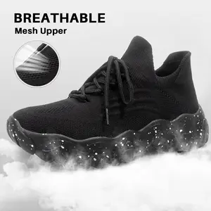 Women's Lace Up Low Top Casual Sneakers Double Patchwork SneakersComfortable Ankle Socks Shoes,Spotted Rubber Sole Design Fashionable and versatile knitted sports Running shoes,  giftable Trainer Runner Closed viral  nurse Training Athletic Footwear mesh