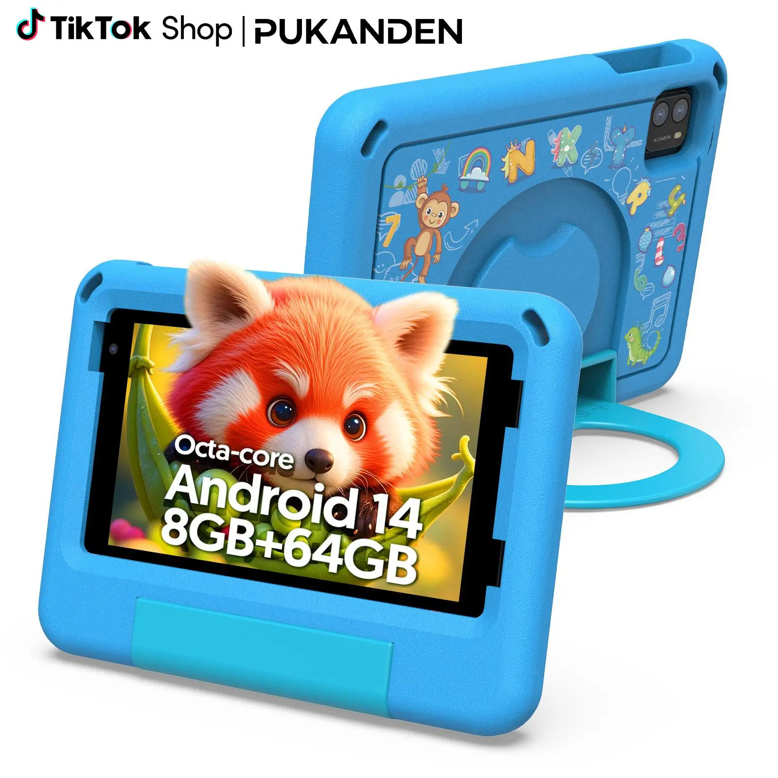 【BackToSchool】 Android Kids Tablet with Parental Control 7 Inch Android 14 8GB RAM 32GB ROM Tablet, GMS, Eye Protection Screen, Parental Control, Education APP, Dual Camera, Shockproof Case, Games, Tablet, Pad Boys and Girls Pink Blue Best Gift For Kids