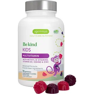 Methylated Kids Multivitamin Gummy, MTHFR Supplement with B-Vitamins & Vitamin D, No Artificial Sweeteners or Flavors, Sugar Free, Age 4+, 90 Berry Gummies, Non-GMO, Halal, Clean Label, by Igennus