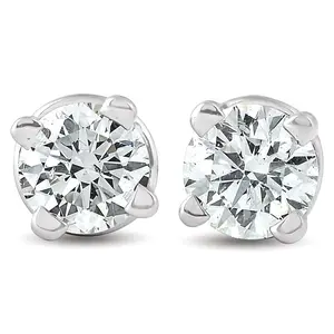 1/4ct Round Diamond Studs 14K White Gold Brilliant Cut