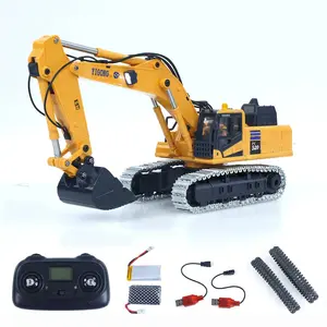 1/50 Scale Diecast RC Excavator High Simulation with LED Light 520 Screw Rod Movable Model for Adult Hobby Collector Gift