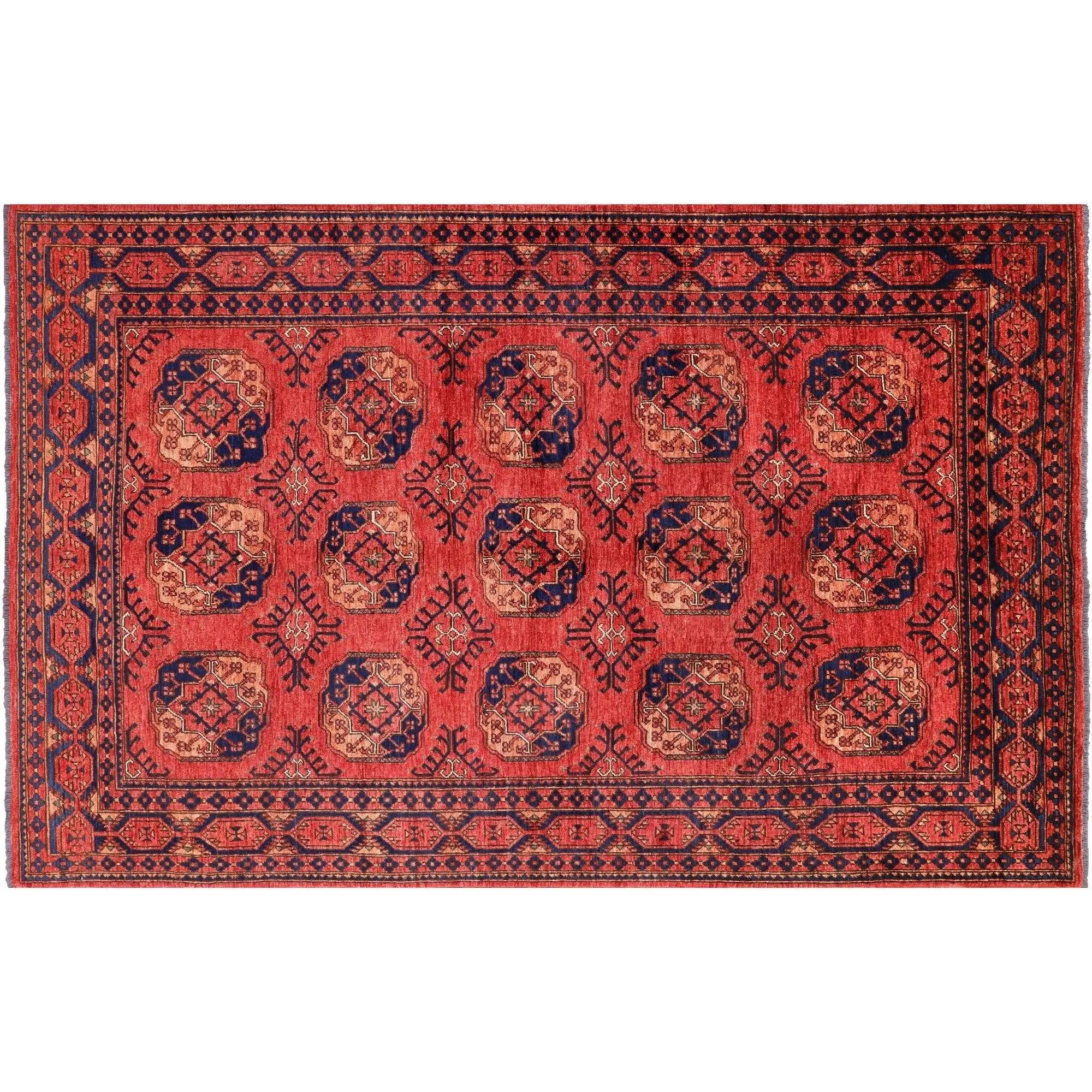 Red 6' 5" X 10' 0" Hand-Knotted Bokhara Wool On Wool Rug - Q5213