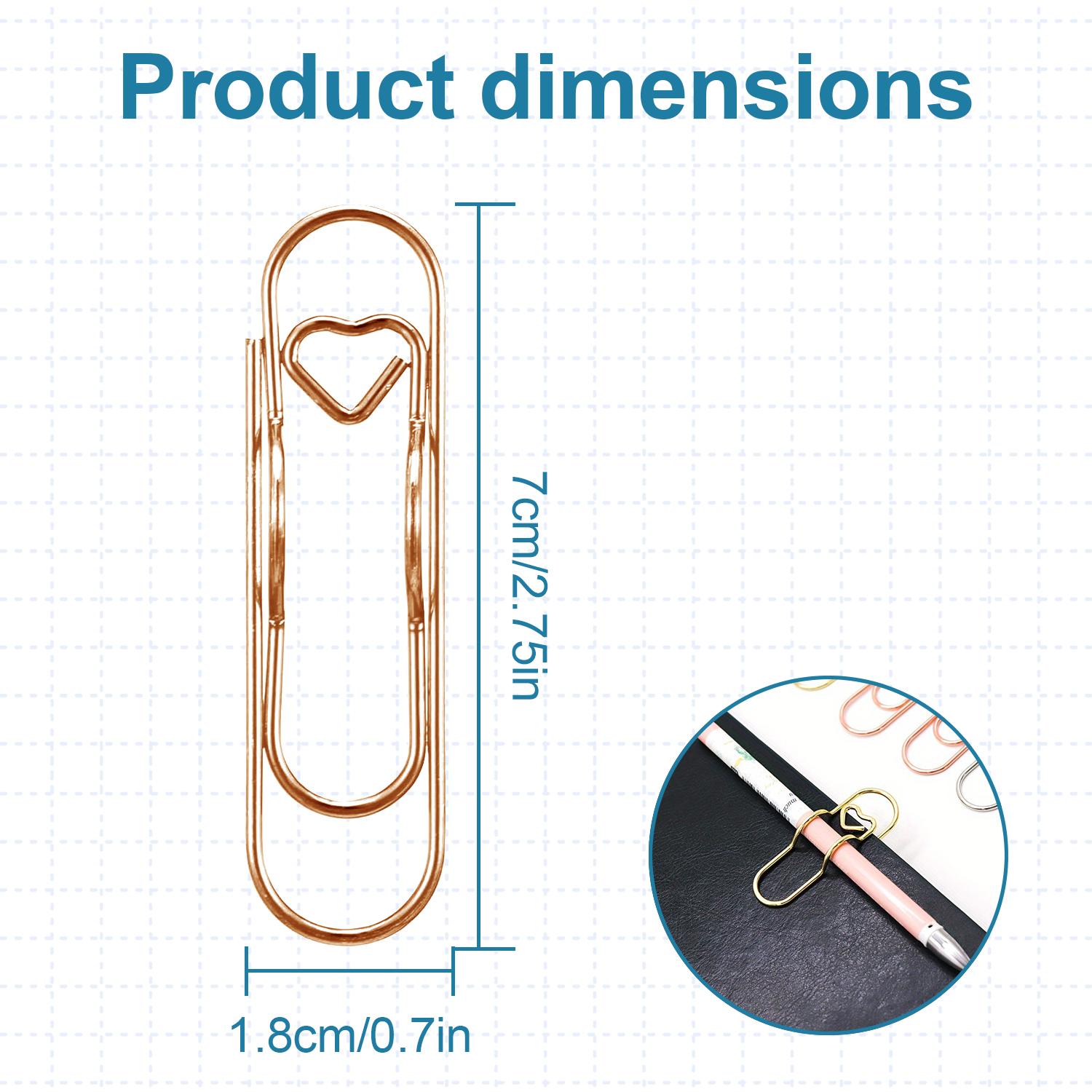 10PCS Metal Heart Pen Clip Metal Pencil Clips Multifunctional Carbon Steel Paperclip Portable Large Size Holder for Notebook Book Journal Office School Accessories,Cute Notebook Pen Loop Holde,Rose Gold