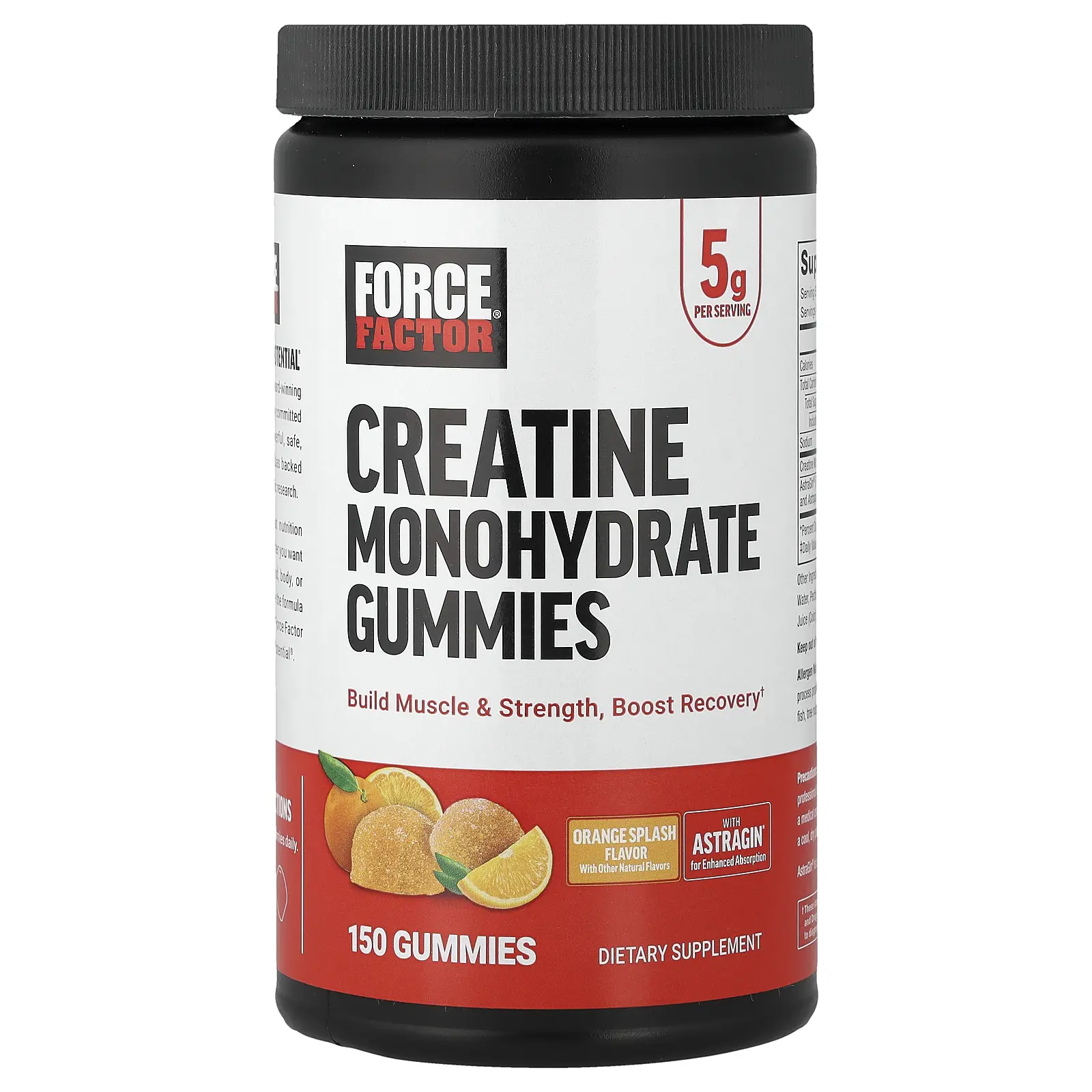 Force Factor Creatine Monohydrate Gummies, Orange Splash, 150 Gummies