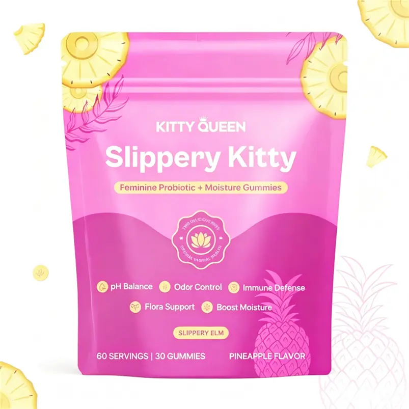 Women’s pH Balance & Dryness Relief Gummies - Slippery Elm + Probiotics Prebiotics Blend, Hawaiian Pineapple Flavor, 60 Count Natural Fruit Supplement