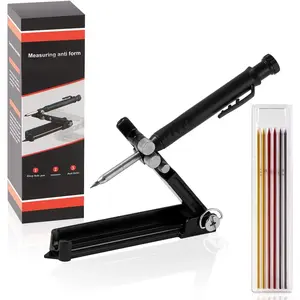 Multi-Function Scribing Tool, Construction  Alloy Scribe Tool with Deep Hole Pencil for DIY Woodworking, Compass Contour Gauge, Floor Corner Line Maker