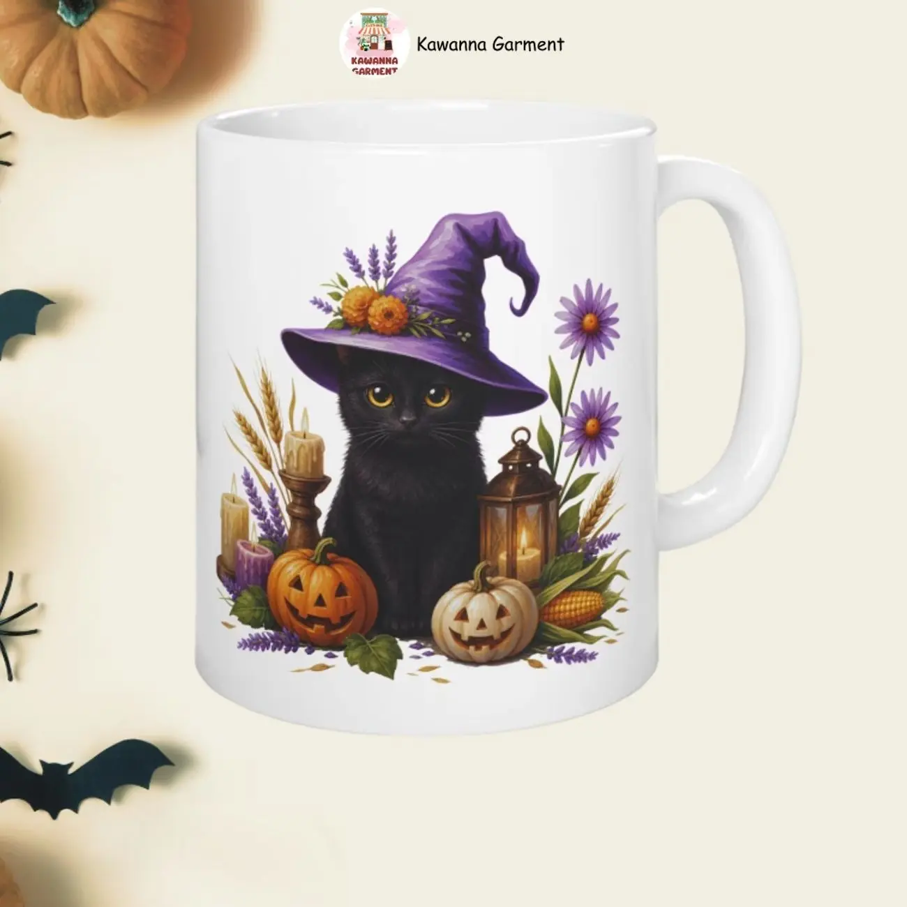 Ceramic Halloween Black Cat Witchy Collectible Coffee Mug - Heat Resistant, Novelty Print, 11oz-15oz Sizes, Microwave Safe, Collectibles, Novelty Print Cups and Mugs
