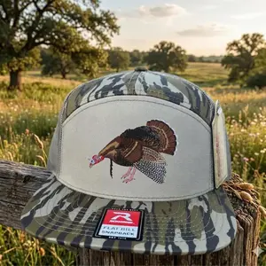 Embroidered Turkey Hunting Hat Camo Mesh Back Trucker Cap Wild Turkey Bird Hunter Gift Outdoor Camouflage Snapback Hat For Men Women Dad
