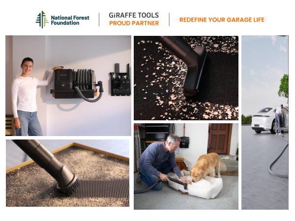 Giraffe Tools Grandstorm Vacuum Cleaner 30ft Retractable 20KPA Suction 6 Nozzles 4.5 Gallon Dustbin Wall Mounted Wet Dry Home Cleaning Solution