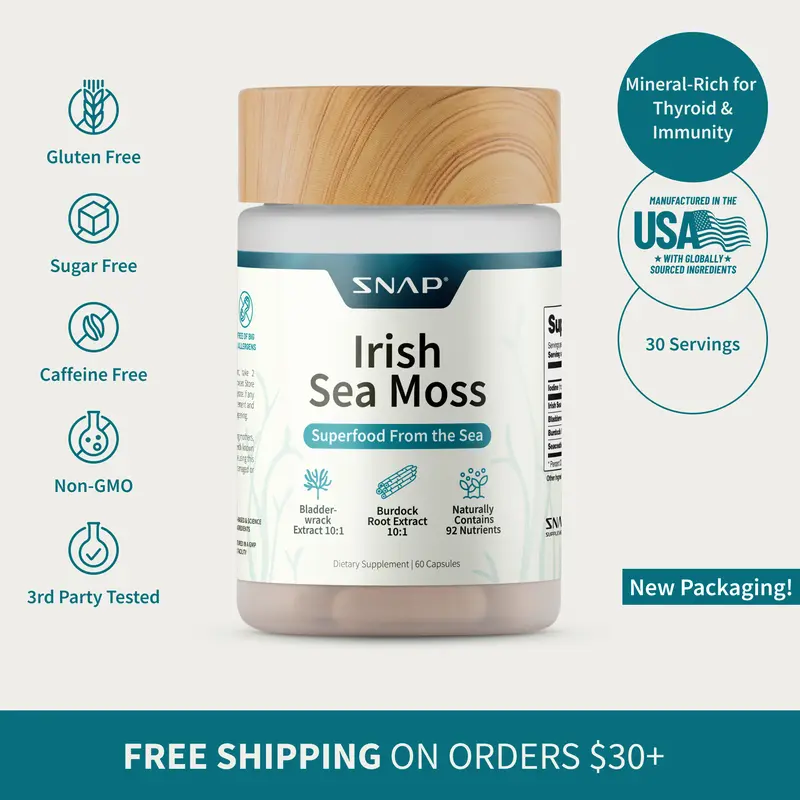Snap - Irish Sea Moss - Sea Moss Supplement For Immunity, Digestion, Energy & Skin Tone Support - Natural Sea Moss Capsules