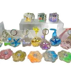 Dreamy Shaker Keychains & Spinner - Colorful Resin Charms with Glitter Accents for Keychains and Spinning Fun