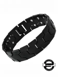 Copper-colored hexagonal bracelet, wide double-row magnetic bracelet with four-in-one magnets, detachable men's bracelet, includes adjuster, a perfect gift.