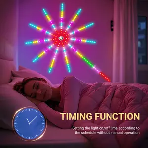 LED smart fireworks light, 1 set multipurpose ICRGB rainbow color ambient light, music rhythm light with wireless control via remote control and app, party lighting decoration