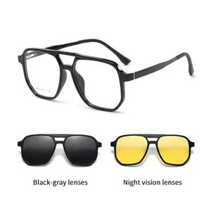 Original design, new model with dual-beam, three-in-one magnetic suction frame, UV protection and sun protection sunglasses, trendy and fashionable glasses suitable for both men and women.