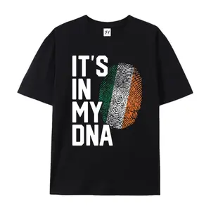 It's In My DNA Graphic Tee Irish Flag Fingerprint Short Sleeve T-Shirt Casual Ireland Heritage Pride Top Genealogy Family Reunion Everyday Clothes