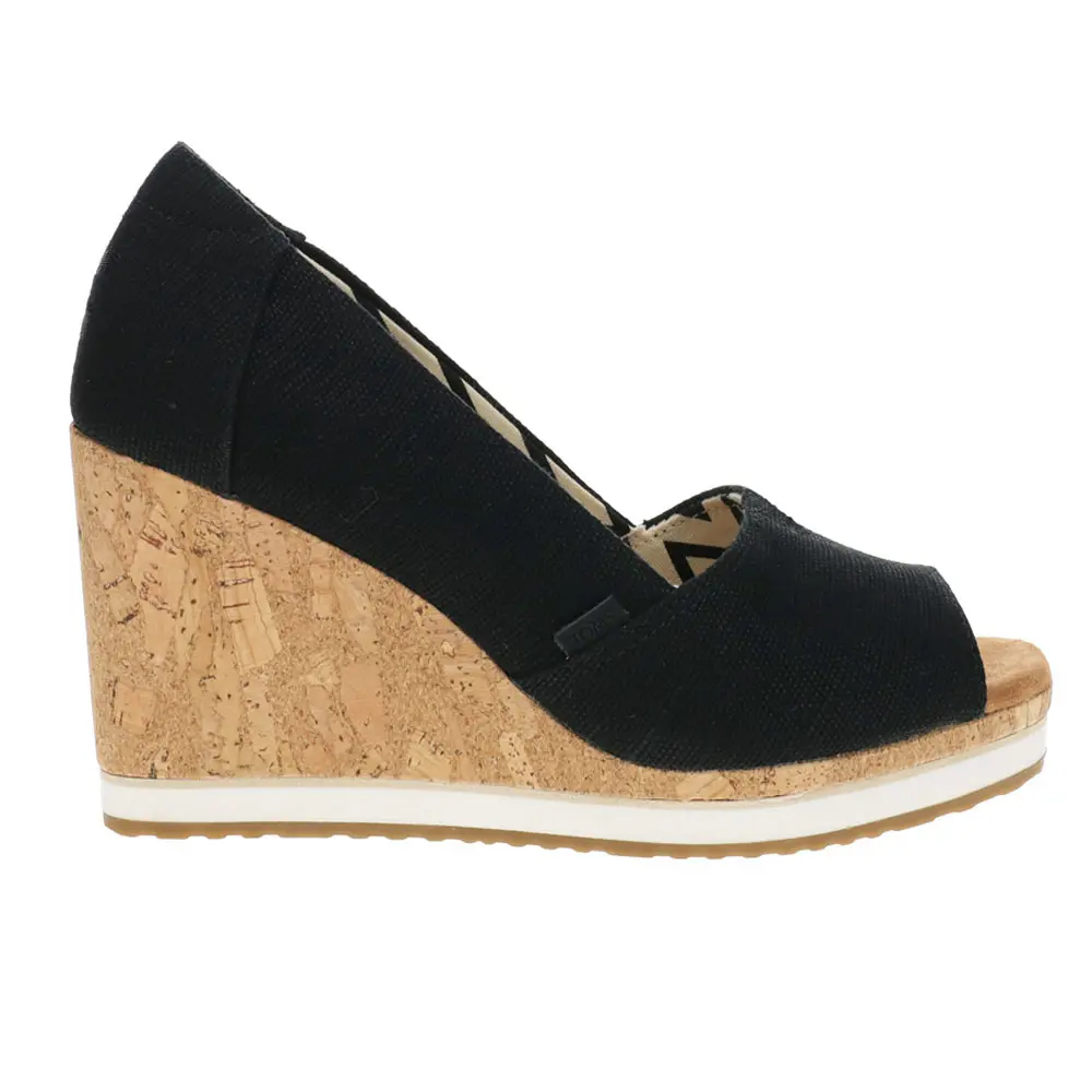 TOMS Womens Essential Peep Toe Casual Sandals Casual High Heel 3" & Up - Black
