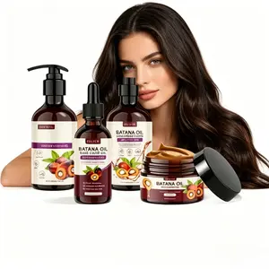 Batana Oil Volumizing Hair Care Set Includes Shampoo, Conditioner, Hair Serum & Hair Mask, Repair Frizzy Damaged Hair, Deep Nourish, Smooth Tangle-Free Hair, Boost Shine & Volume for All Hair Types