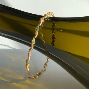 Handmade Rainbow Tourmaline Wire Bracelet – Adjustable, Tourmaline, Trendy Jewelry