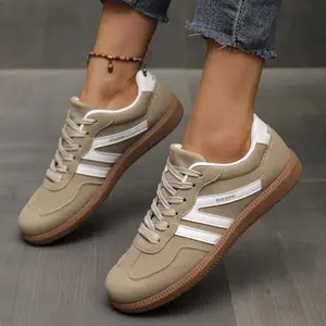 Women's Fashionable Patchwork Lace Up Low Top Casual Flat Sneakers , Casual Comfortable Sports Walking Shoes for Daily Wear, GAT Female All-match Round Toe Casual Shoes for Women & Girls