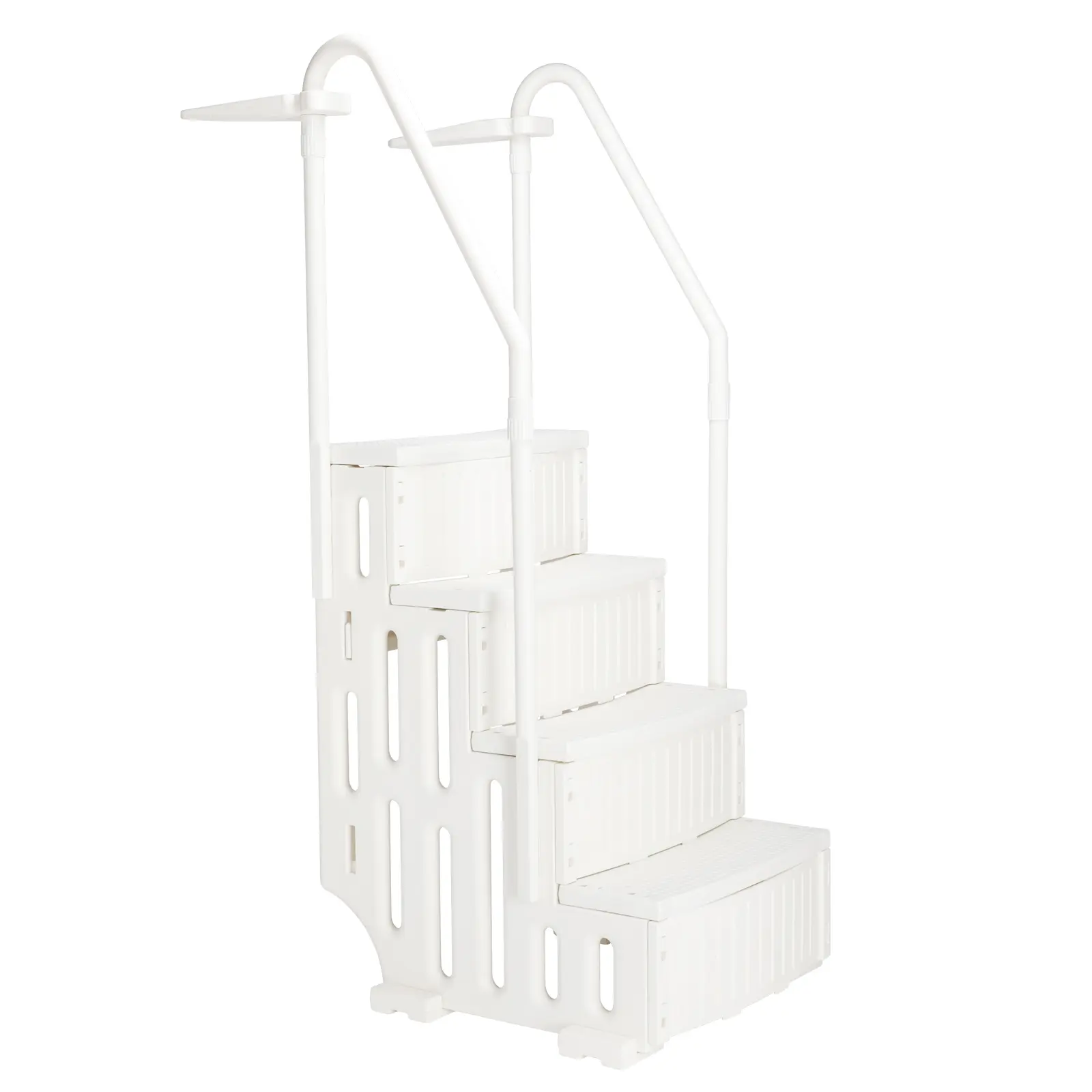 4-Step Above Ground Pool Ladder with Double Handrails, Heavy-Duty PE Swimming Pool Stairs, Non-Slip Pedals & 400lb Capacity for In-Ground/Above Ground Pools, White