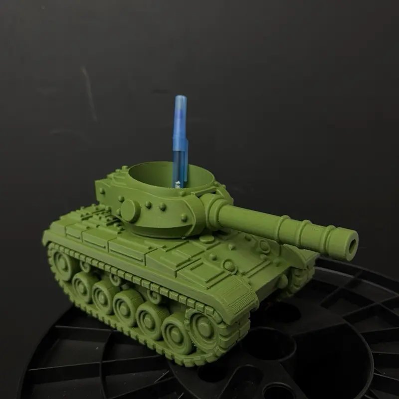 XL Rotating Tank Pencil Holder, Military-Inspired Desk Organizer for Office, Home Use
