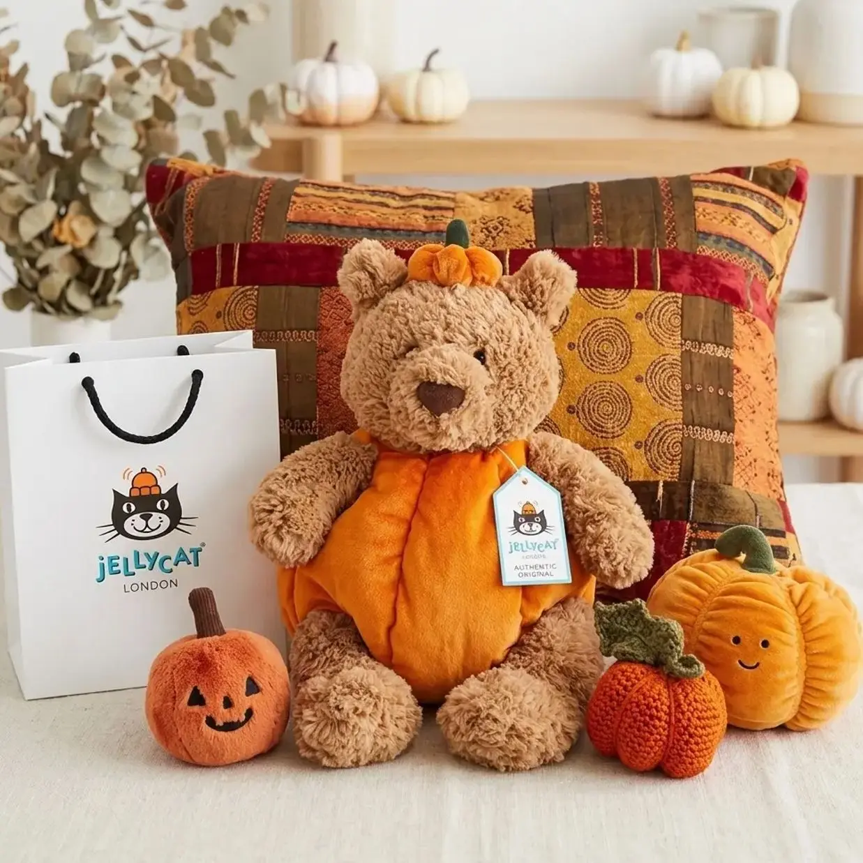 Jellycat Pumpkin Plush Bear | Ready to Ship from US | Free Jellycat Gift Bag Included