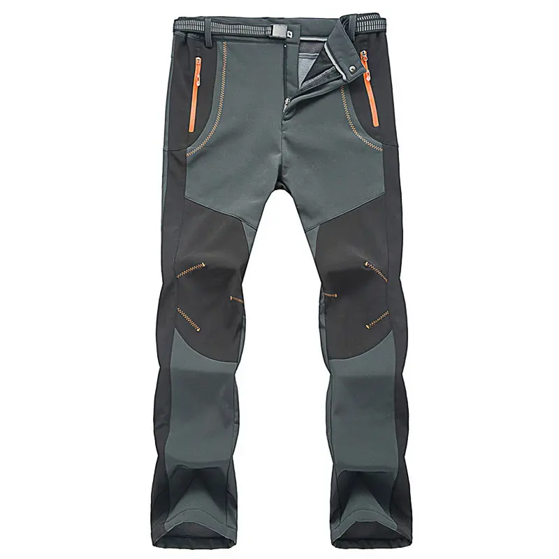 Men’s Softshell Windproof Sports Pants, Fleece-Lined Outdoor Sports Pants, Warm Hiking and Climbing Pants, Lightweight Quick-Dry with Pockets and Zippers, Suitable for Autumn and Winter Wear.