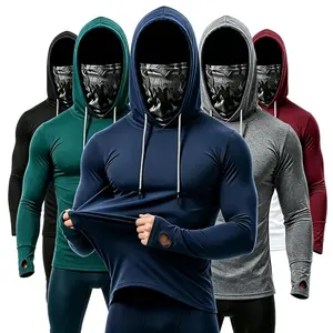 5 Pack Men's UPF 50+ Sun Protection Hoodies, Long Sleeve Moisture Wicking Shirts with Face Mask for Fishing