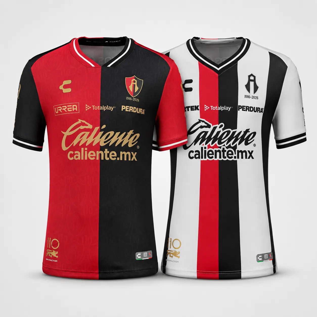 FULL LOGO Atlas FC 110th Anniversary 2026/27 Home and Away Jersey, Liga MX Red Black White Football Shirt, Unisex Short Sleeve Soccer Fan Top