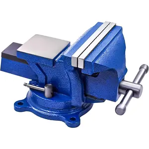 5" Bench Vise Table Top Clamp Press Locking Swivel Base Heavy-Duty Fit for Crafting Painting Sculpting Modeling Electronics Soldering Woodworking and Fishing Tackle