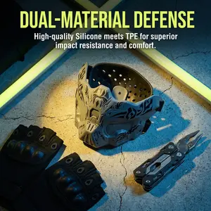 Tactical Half Face Ghost Mask, Airsoft Paintball Protective Mask for CS Combat Games, Outdoor Sports Shooting Mask, Adjustable Safety Face Shield Halloween Cosplay Costume Prop, Men Women Easter Porch Blue & Light Premium Balloon Arch Kit Frame dream mask