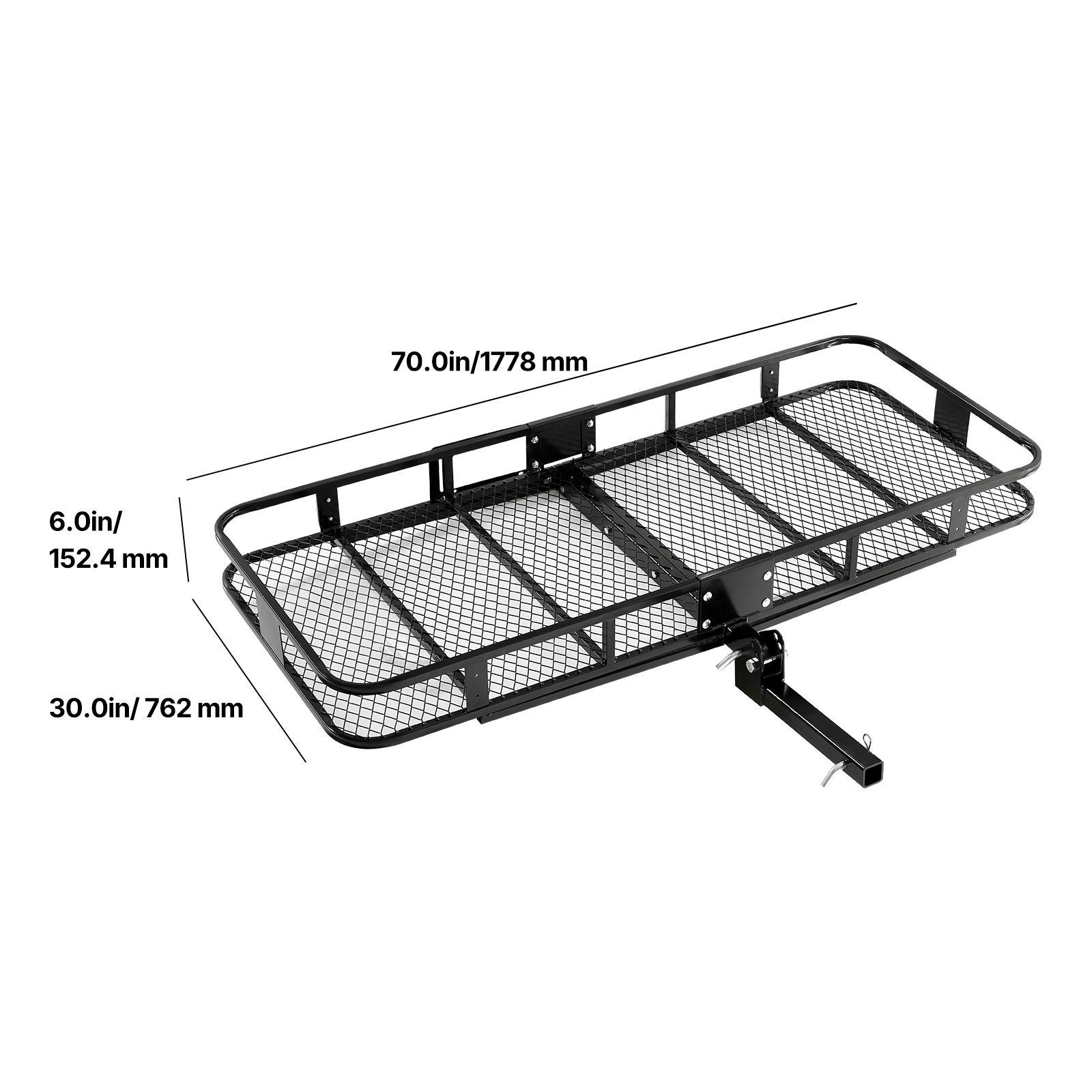 VEVOR 70" x 30" x 6", Hitch Cargo Carrier, 500 lbs Capacity Hitch Cargo Carrier with Ratchet Straps & Cargo Bag, Folding Hitch Mount Cargo Carrier with Hitch Lock for 2" Receiver, Fit for SUVs VEVOR 70" x 30" x 6", Hitch Cargo Carrier, 500 lbs Capacity Hitch Cargo Carrier with Ratchet Straps & Cargo Bag, Folding Hitch Mount Cargo Carrier with Hitch Lock for 2" Receiver, Fit for SUVs