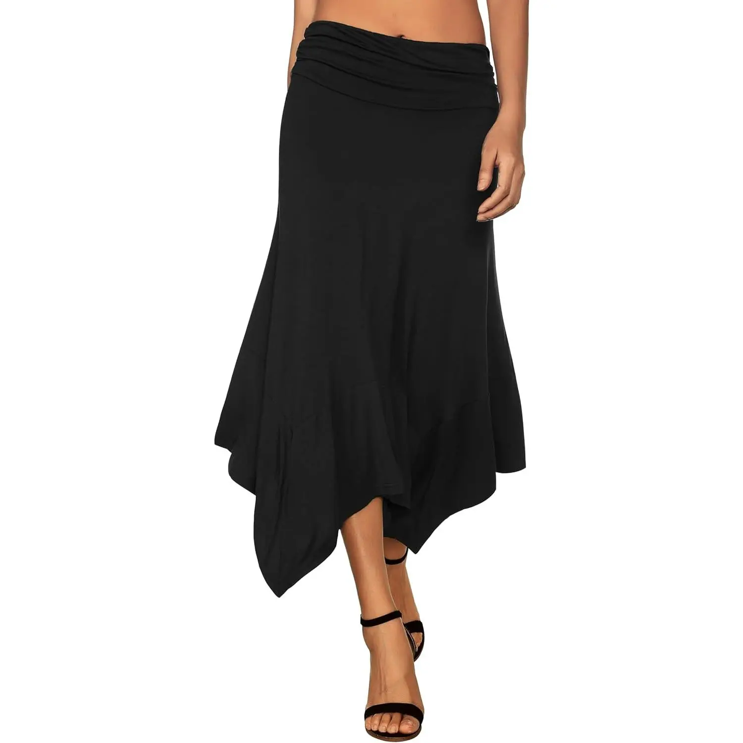 Women's Flowy Handkerchief Hemline Midi Skirt Womenswear Bottom Basic Fitted Minimalist Purple