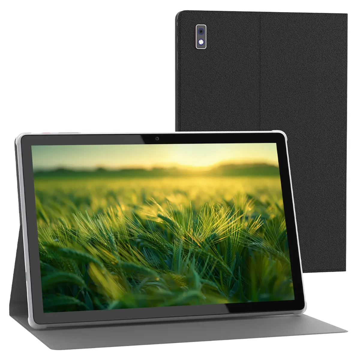 BYYBUO Android 14 10.1-in FHD IPS Touchscreen Tablet, 64GB ROM Quad-Core Processor, 5000mAh Battery, 5+8MP Cameras, Bluetooth/WiFi, Versatile for Games, Watching Movies, Work/Studying, Card-Enabled with Case