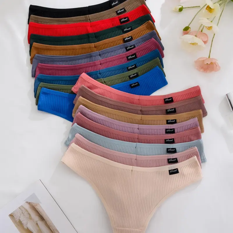 Women's Solid Color Thong, Soft Comfy Breathable Casual Panty for Daily Wear, Women's Casual Style Underwear for All Seasons