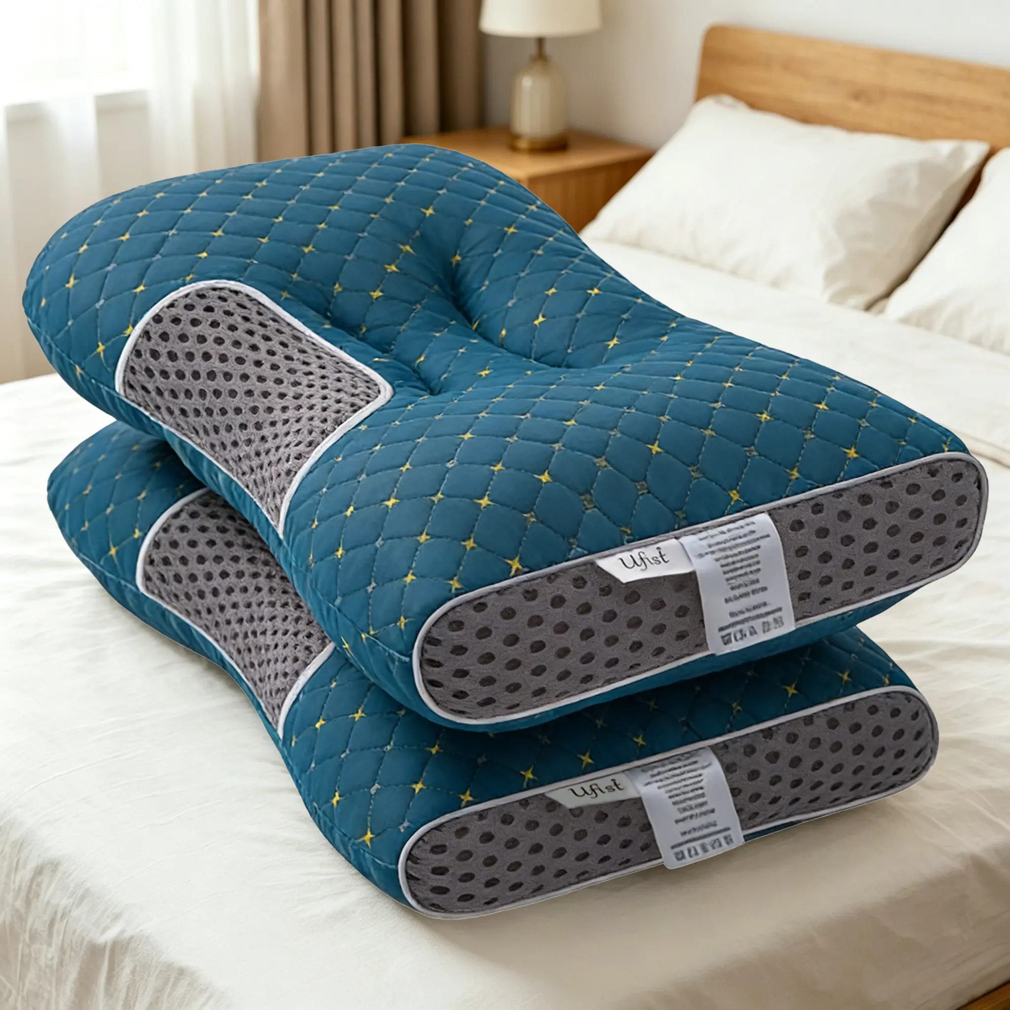 【Black Friday】5 Color Options | UFIST 2-Piece Cervical Pillow Set – Soft Stretch Fabric, Contoured Design for Comfortable Sleep