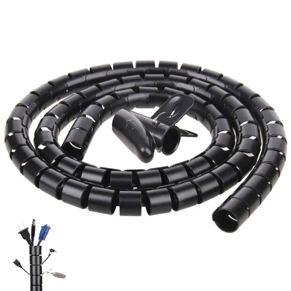 20FT/10FT Spiral Winding Cable Management Pipe Wire Wrap Line Coiled Tube, 1.1" Diameter Flexible Cord Covered Protective Bundler Sleeve Hose for Office, Computer, TV, Cinema & Car, Cable Management Cables