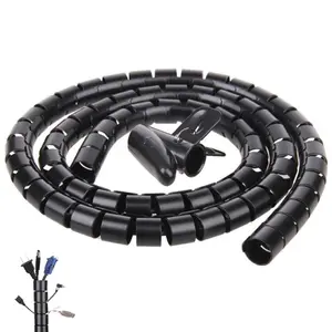 20FT/10FT Spiral Winding Cable Management Pipe Wire Wrap Line Coiled Tube, 1.1" Diameter Flexible Cord Covered Protective Bundler Sleeve Hose for Office, Computer, TV, Cinema & Car