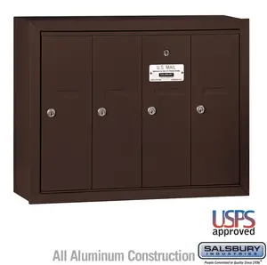 Salsbury Vertical 4 Door Mailbox 3504ZSU - Surface Mounted - USPS Access