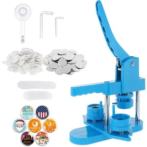 32mm / 1.26 in (About 1-1/4 Inch) Button Maker Machine with 200 Sets of Button Supplies Blanks, Style, Complete Hand Press Pin Set, Round Paper, 200 Blank Paper Sheets