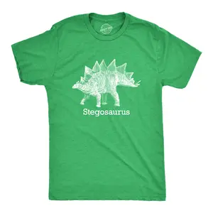 Stegosaurus Graphic T-Shirt Vintage Dinosaur Print Shirt Dino Jurassic Mens Funny T Shirts Cool Vintage Fashion T-Shirt Gift Classic Menswear Science Apparel for Men Funny Dinosaur Short Sleeve Novelty Tees for Green