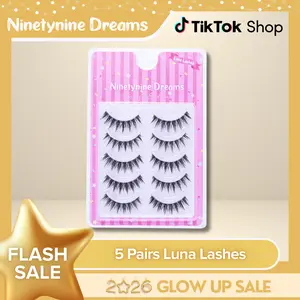 Ninetynine Dreams 5 Pairs Luna Lashes | Lightweight Soft Semi-Dramatic Strip Lashes, Ultra-Thin Transparent Clear Band Daily False Eyelashes Strips 9-13mm C Curl — Reusable Spiky Wispy Anime Manhua Style, Beginner Friendly Must-Have Makeup Essential