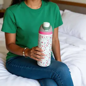 Floral Stainless Steel Water Bottle, 24oz/32oz/40oz Insulated Double Wall, Vacuum Insulated Flask, Sports Cup with Straw, Travel Mug, Insulated Tumbler, Gym, School, Birthday Gift