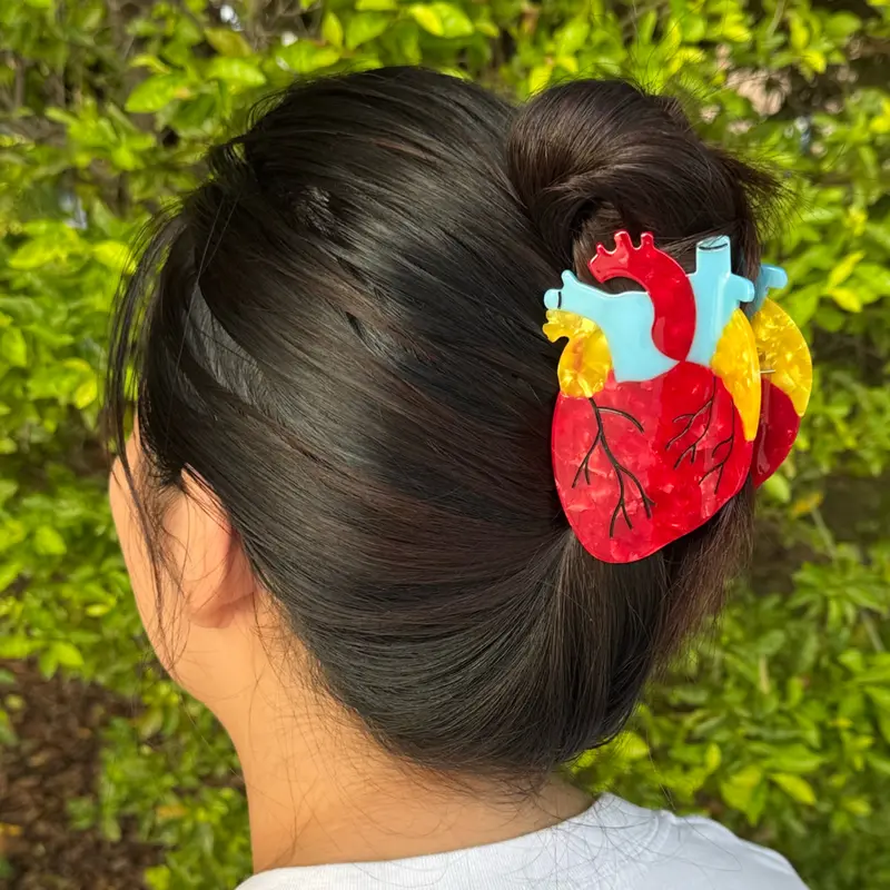 Anatomical Red Heart Hair Claw – Double-Sided Durable Plastic Clip for Women & Girls, Inspired Gift Design for Medical Professionals, Cardiovascular Surgeons, Doctors, Nurses, Premium Hair Accessory for Her, Bestie, BFF