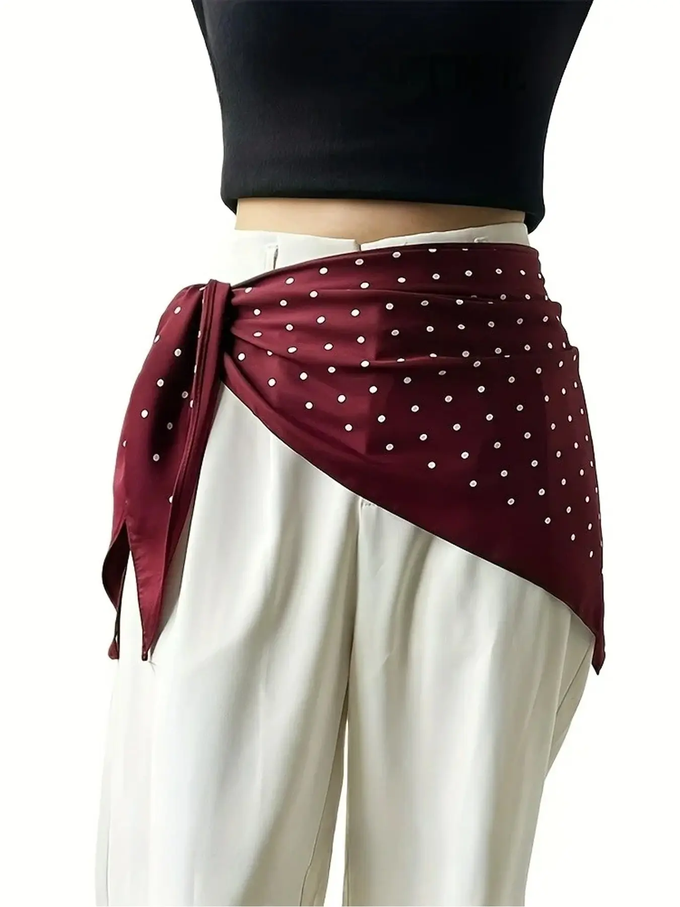 Korean version of polka dot triangle scarf, women's fart curtain, fashionable women's layering accessories, jeans belt, waist scarf, travel matching shirt, Boho Style Scarf, Boho Shawl