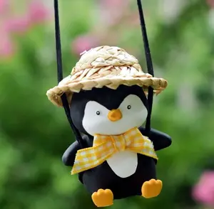 Swinging Penguin Rear View Mirror Accessory | Adorable Car Charm Decoration | Cute Car Accessories | Gifts for New Driver