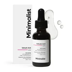 Salicylic Acid 2% Face Serum for Acne, Oil Control & Open Pores | Minimalist Acne Control Serum | BHA Exfoliant for Uneven Skin Tone | For Women & Men | 1Fl Oz/30ml