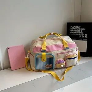 Dopamine Yoga Swimming Gym Bag Female Short Business Trip Boarding Travel Bag Portable Luggage Buggy Bag Zip Multifunctional Suitcase